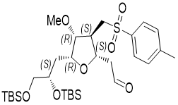 2-((2S,3S,4R,5R)-5-((S)-2,3-bis(tert-butyldimethylsilyloxy)propyl)-4-methoxy-3-(tosylmethyl)tetrahydrofuran-2-yl)acetaldehyde