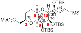 Methyl 2-((2R,4aS,6S,7R,8S,8aS)-7,8-bis((tert-butyldimethylsilyl)oxy)-6-((S,E)-1-((tert-butyldimethylsilyl)oxy)-3-(trimethylsilyl)allyl)octahydropyrano[3,2-b]pyran-2-yl)acetate